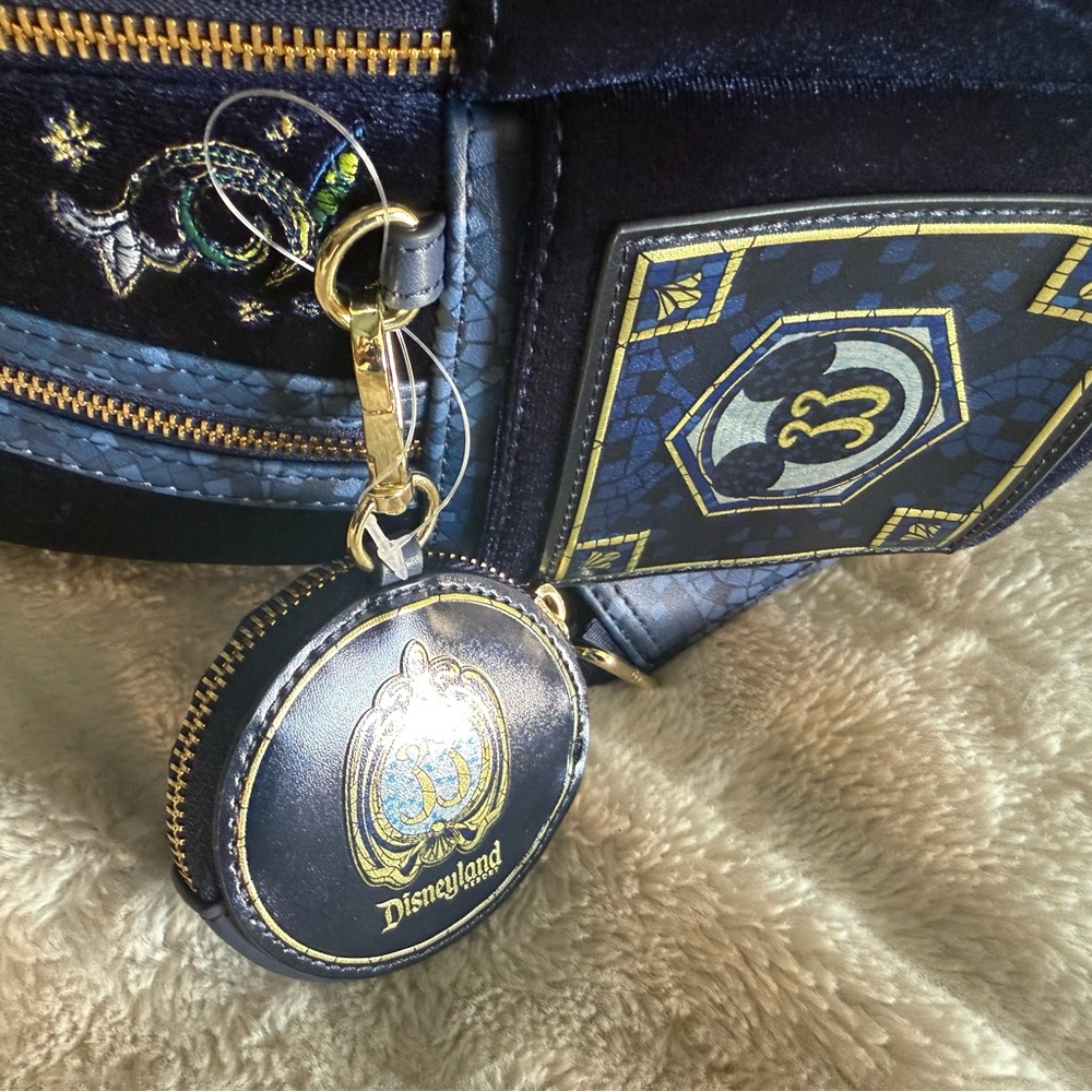 Club 33  Blue Velvet Luxury Disney Loungefly Backpack Brand New with Tags 🪄 - Picture 3 of 14